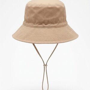 Baby unisex size 1-3 years old sun hat Tan Bucket Hat with Chin Strap wide rim